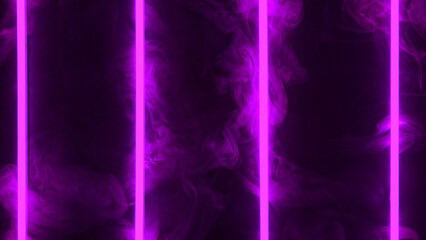 Colored neon light with smoke