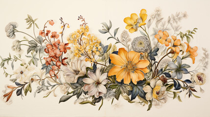 A group of flowers on a piece of cloth - obrazy, fototapety, plakaty
