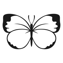 Vector Butterfly Black Silhouette Isolated on White Background. Decorative Insect Illustration - 661404392