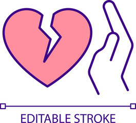 2D editable lack of empathy icon representing codependent relationship, isolated vector, thin line illustration.