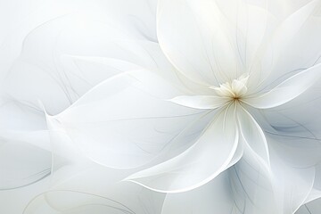Abstract white backdrop with fractal flower petals. Generative AI - obrazy, fototapety, plakaty