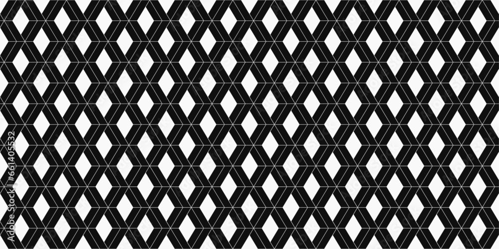 Poster geometric repeating diamond pattern. stylish black surface, with a 3d volume element.