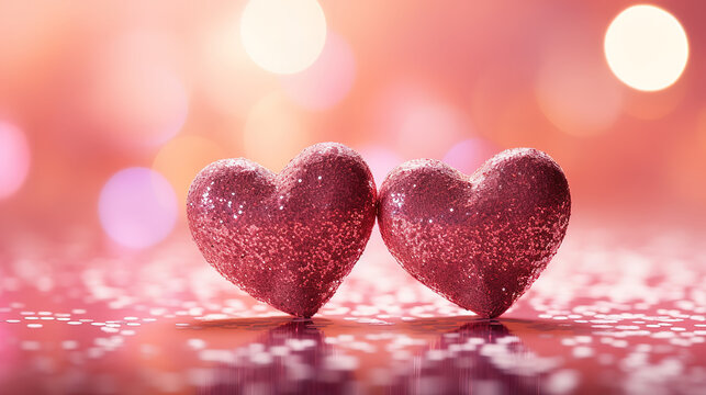 Valentine's day background with hearts and glitter. generative ai