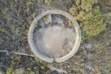 Overhead photo of an old construction to store water