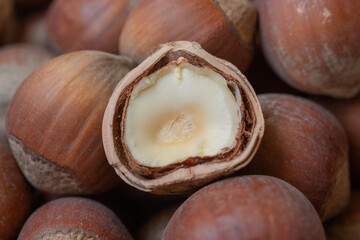 hazelnuts on the table