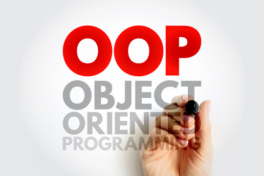 OOP Object-oriented programming - based on the concept of objects, which can contain data and code, acronym text concept background