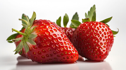 Isolated Fresh Strawberries on White Background