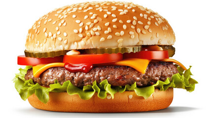 Isolated Hamburger on White Background