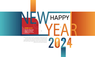 2024 Happy New Year colorful gradient style. Template design for poster, banner, web. Vector illustration