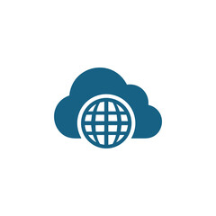 Cloud storage icon symbol vector image. Illustration of the database server hosting cloud system digital design image