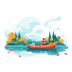 Illustration of fishing, AI generated Image