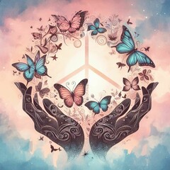 vintage background with butterflies