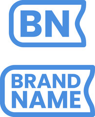 2D book shop thin linear logo with brand name. Simple blue icon. Blue creative design element. Visual identity. Suitable for book, literature, store, shopping, library.