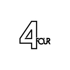four typography letter monogram logo design