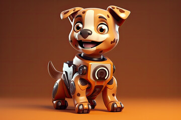 Petfluencers - The Dog's Dream Adventure: Transformed into a Small Tail-Wagging Robot on Brown Background