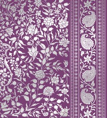 wedding card design, traditional paisley floral pattern , royal India	