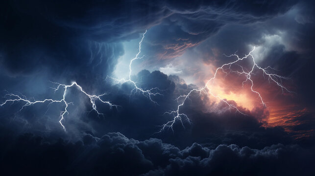 lightning strikes inside a thundercloud, stillife
