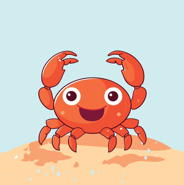 red crab cartoon character illustration vector
