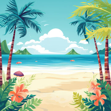 Vector illustration of summer background, AI generated Image