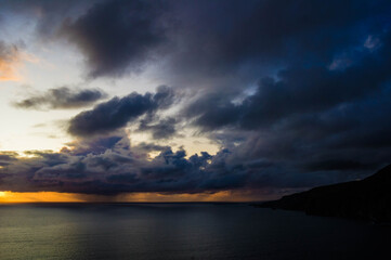 sunset over the slieve league in donegal - obrazy, fototapety, plakaty