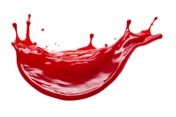 red drop and splash of ketchup or sauce isolated on a white background PNG