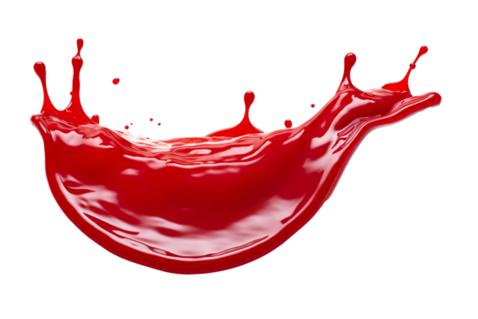 red drop and splash of ketchup or sauce isolated on a white background PNG