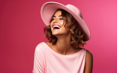 smiling beauty girl wearing color clothes on solid color background.