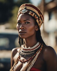 african woman portrait - obrazy, fototapety, plakaty