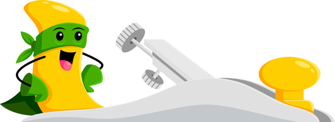 Cartoon jointer or plane tool superhero character