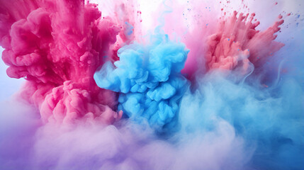 Explosion of pink and blue powder.