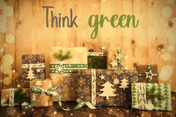 Text Think Green, With Eco Friendly Christmas Decoration