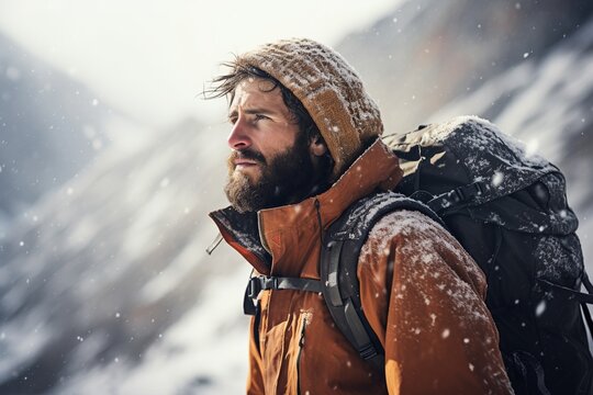 Close-up image Of Snow Mountain Hiker