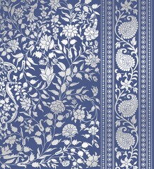 wedding card design, traditional paisley floral pattern , royal India	