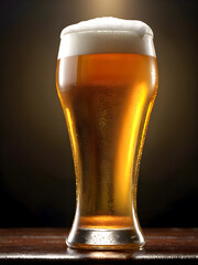 Full glass of light beer on wooden table - 661415105