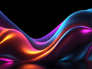 Abstract design with colorful flow of liquid shape on black background - 661415153