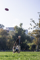 The owner throws a flying saucer