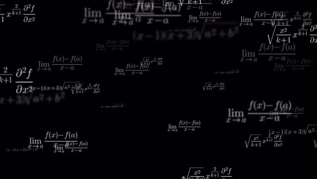 A mesmerizing and hypnotic loop animation of mathematical calculations functions and equations with a transparent alpha channel 