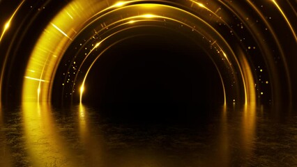 Award abstract background with shiny golden particles and lights. Bright celebration motion template with glowing effect neon flares and sparkles for winner concept. Seamless loop. - Powered by Adobe