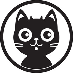 Minimal Cat Outline Pouncing Panther Insignia