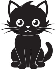 Elegant Cat Silhouette Sleek Black Cat Icon