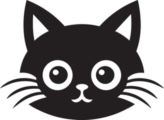 Vectorized Cat Crest Whiskered Monochrome Badge