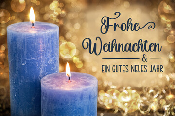Text Frohe Weihnachten, Means Merry Christmas, Candles, Warm Atmosphere
