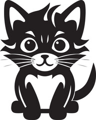 Vectorized Cat Head Monochromatic Prowling Kitty