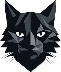 Silhouette of a Whiskered Cat Purr-fectly Black Modern Cat Icon