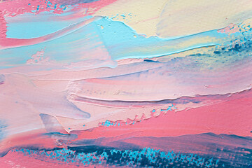 Closeup of abstract rough colorful art painting texture, with oil brushstroke, pallet knife paint...