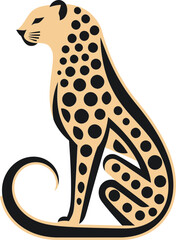 Artistic Cheetah Symbol Monochromatic Beauty Graceful Tail Vectorized Cheetah Crest