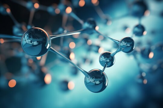3d illustration of Science background molecule and atom model, Generative AI