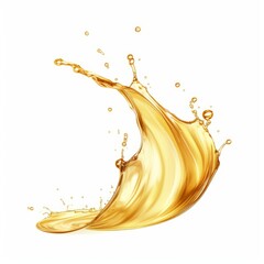 Golden Oil or Cosmetic essence splash isolated on white background, 3d illustration with Clipping path, Generative AI