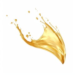 Golden Oil or Cosmetic essence splash isolated on white background, 3d illustration with Clipping path, Generative AI