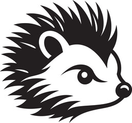 Black Hedgehog Silhouette Elegance Defined Contemporary Defender Mark with Quills
